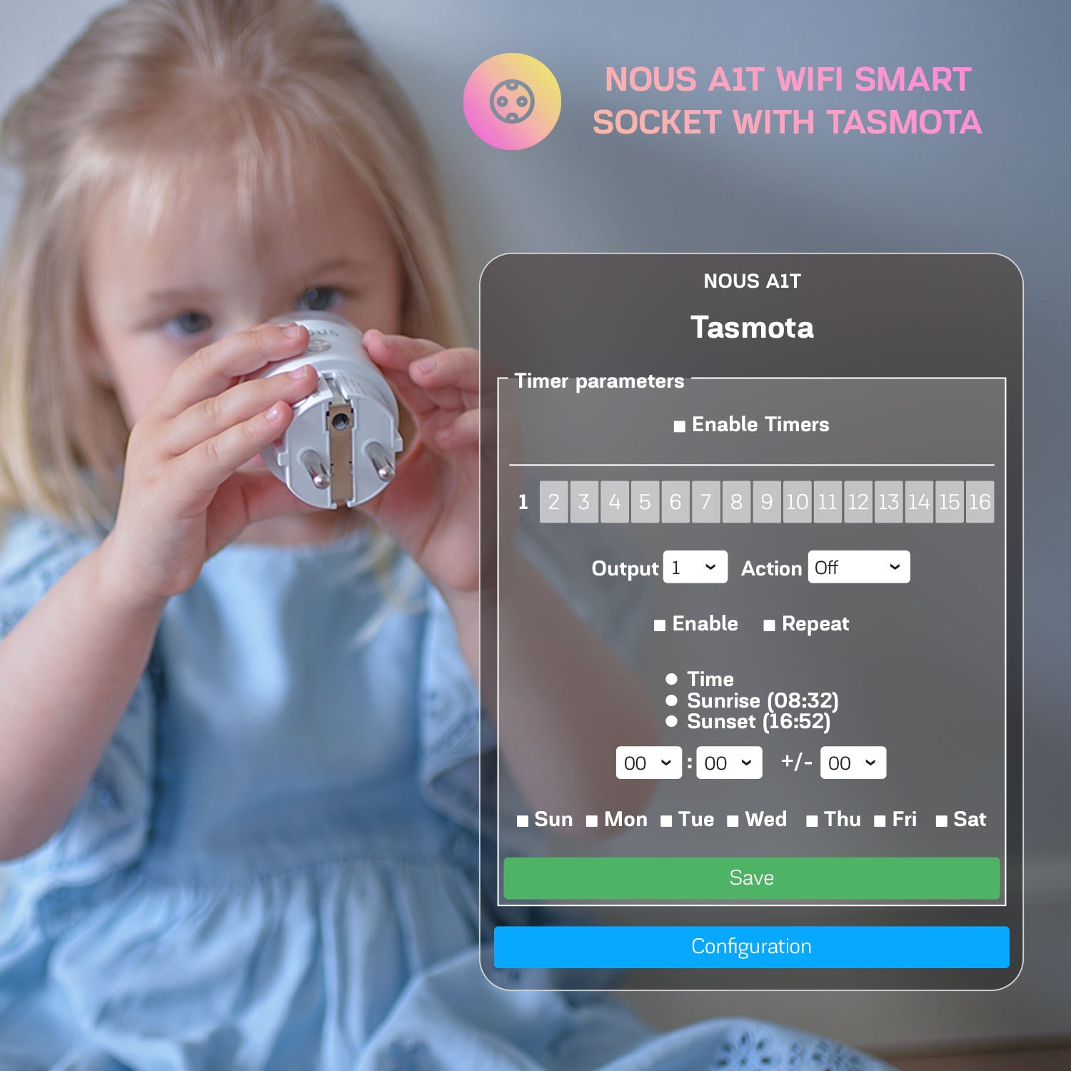 Set 4 Prize Inteligente WiFi NOUS A1T, 16A, contorizare consum
