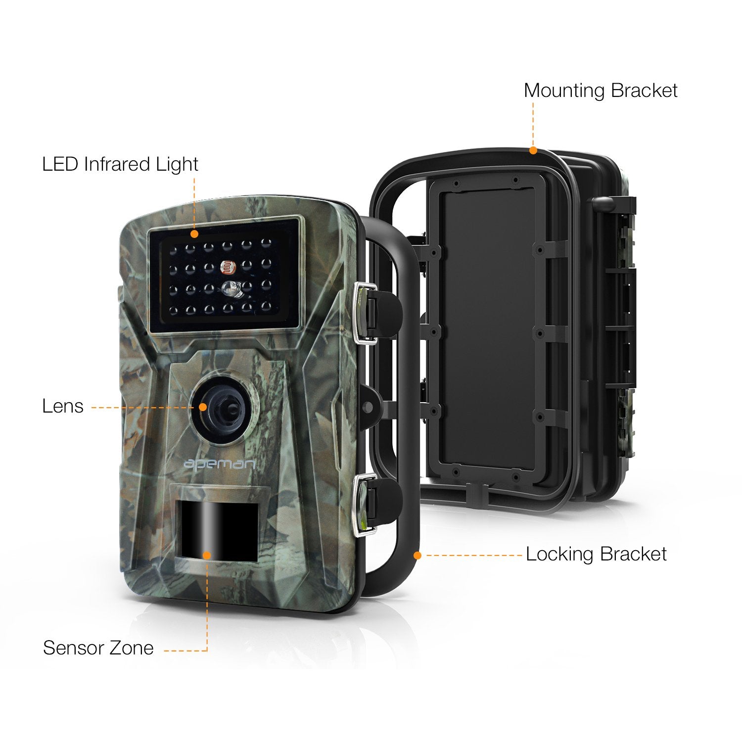 Camera de vanatoare Apeman H45 senzor de miscare , 16 MP, full HD, 2.4   LCD , 940nm, night vision , 26 senzori infrarosu