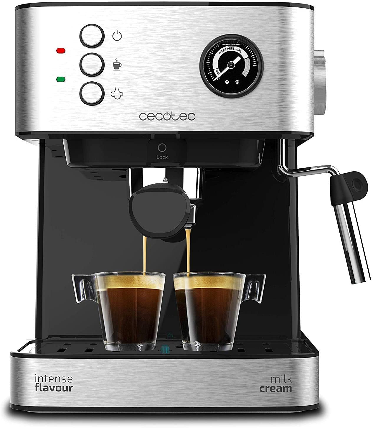 Espressor profesional Cecotec Power Espresso 20 Professionale, 850 W, 20 bar, 1.5 l, indicator luminos