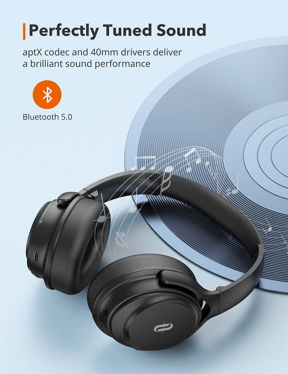 Casti audio TaoTronics TT-BH085, Active Noise canceling, Bluetooth 5.0, Bas puternic,True Wireless, Microfon CVC 8.0