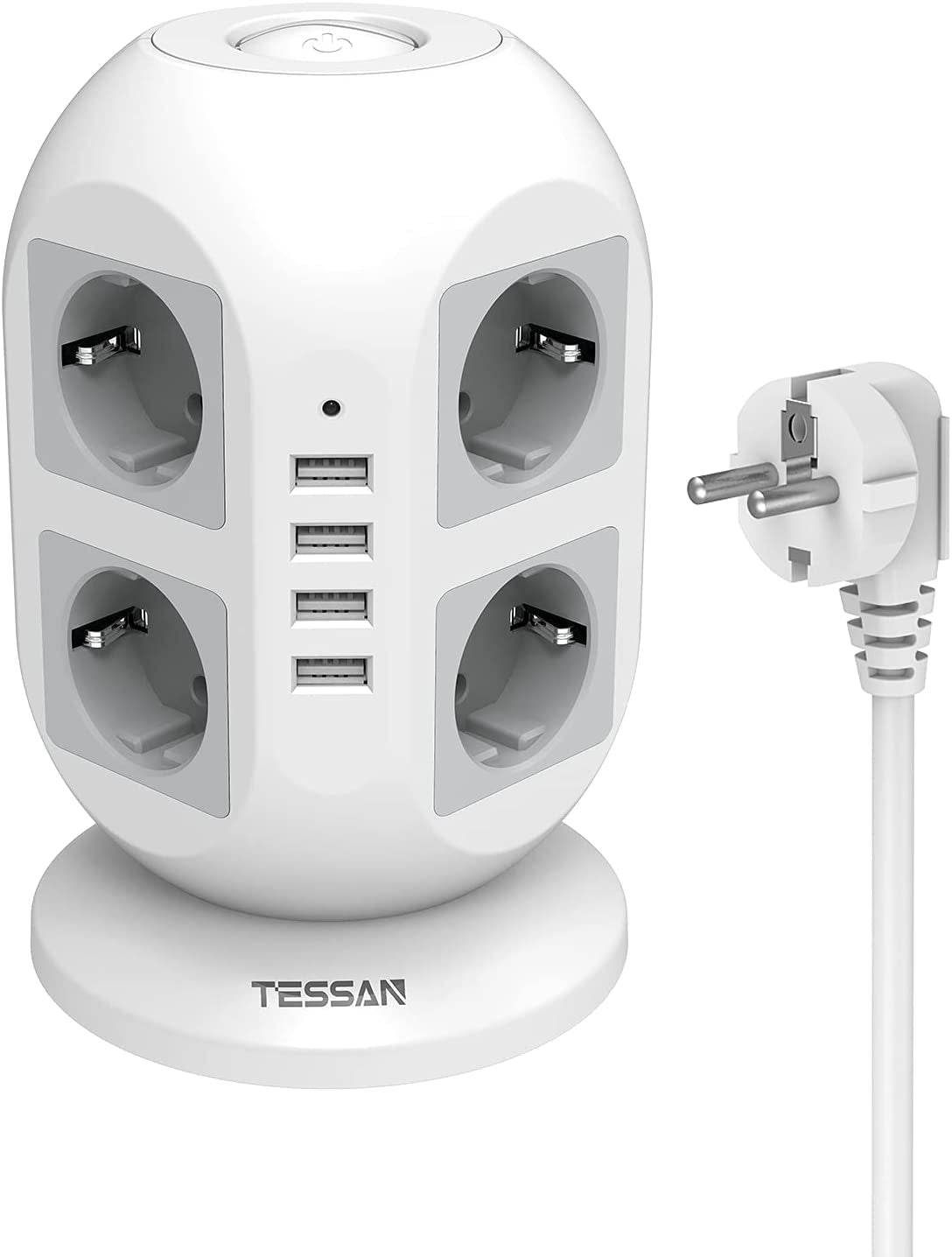 Prelungitor tip Turn Tessan JW402, 8 prize, 4 USB 3.1A, cablu 2m, protectie la suprasarcina